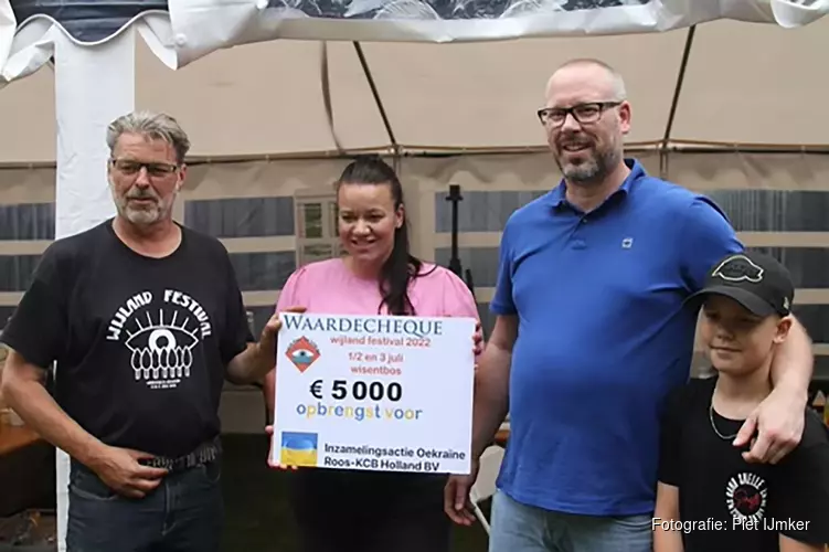 Actie WijLand Festival levert € 5000,- op voor Oekraïne  Cheque overhandigd aan eigenaren Roos KCB Holland